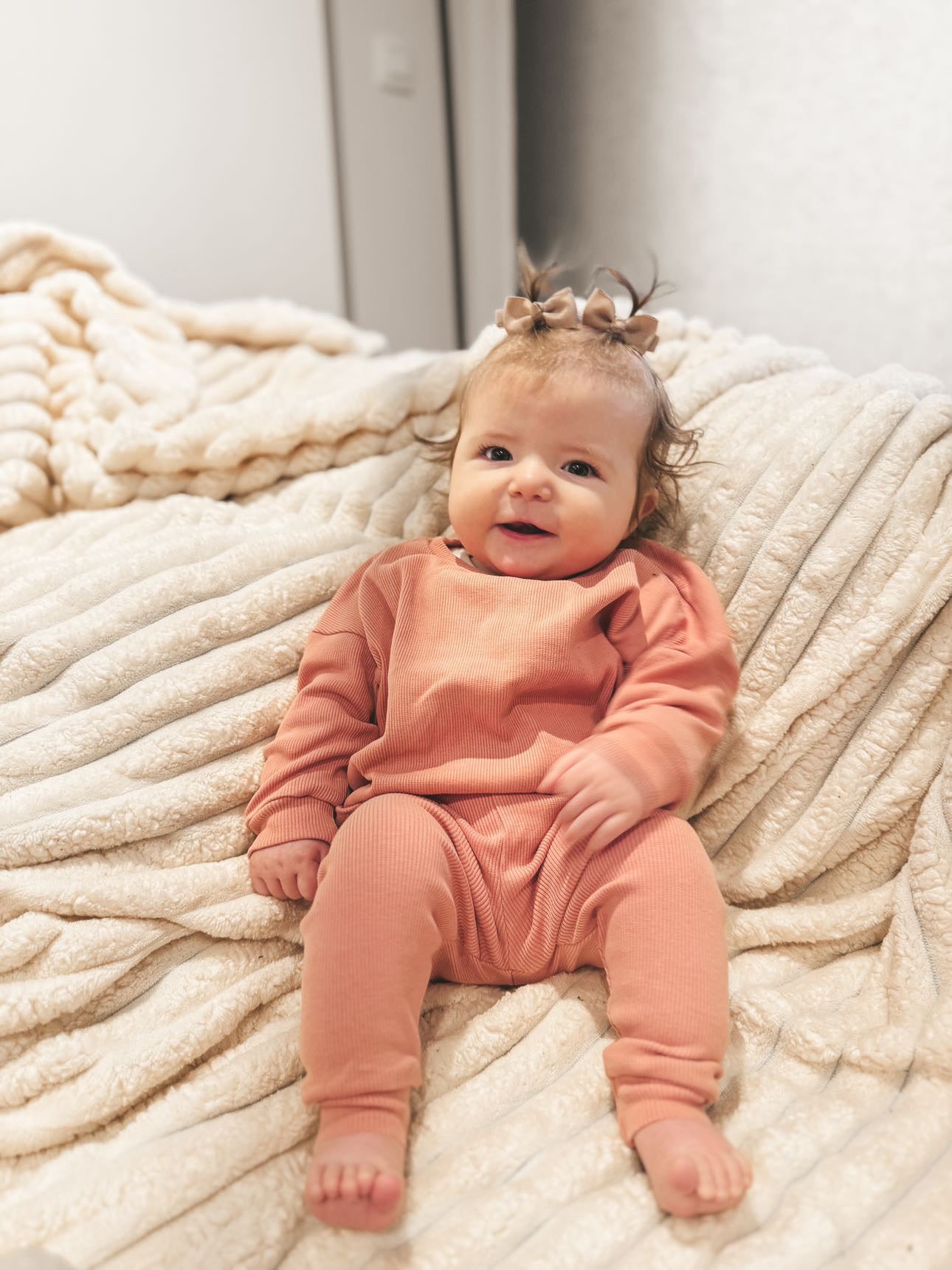 Pink cotton ribbed set | Sweater with pants