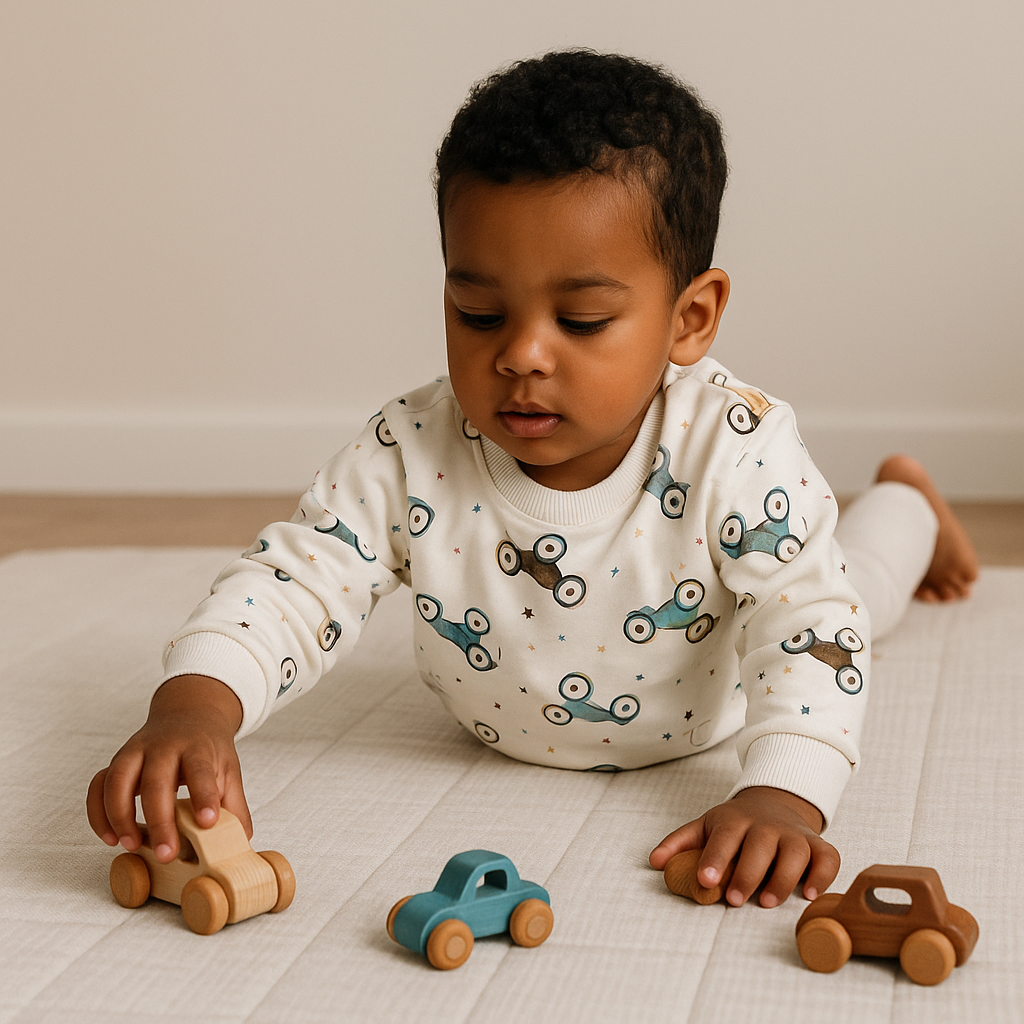 Comfy cotton top and leggings set with car print