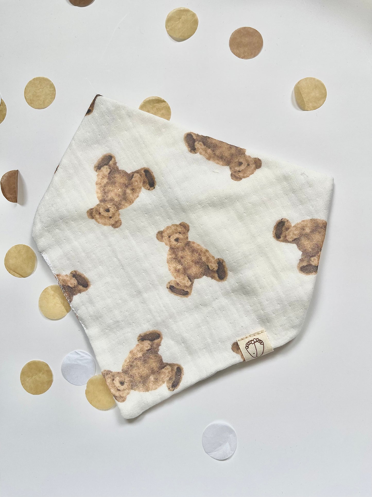 Mousseline slabbetje met teddybeer