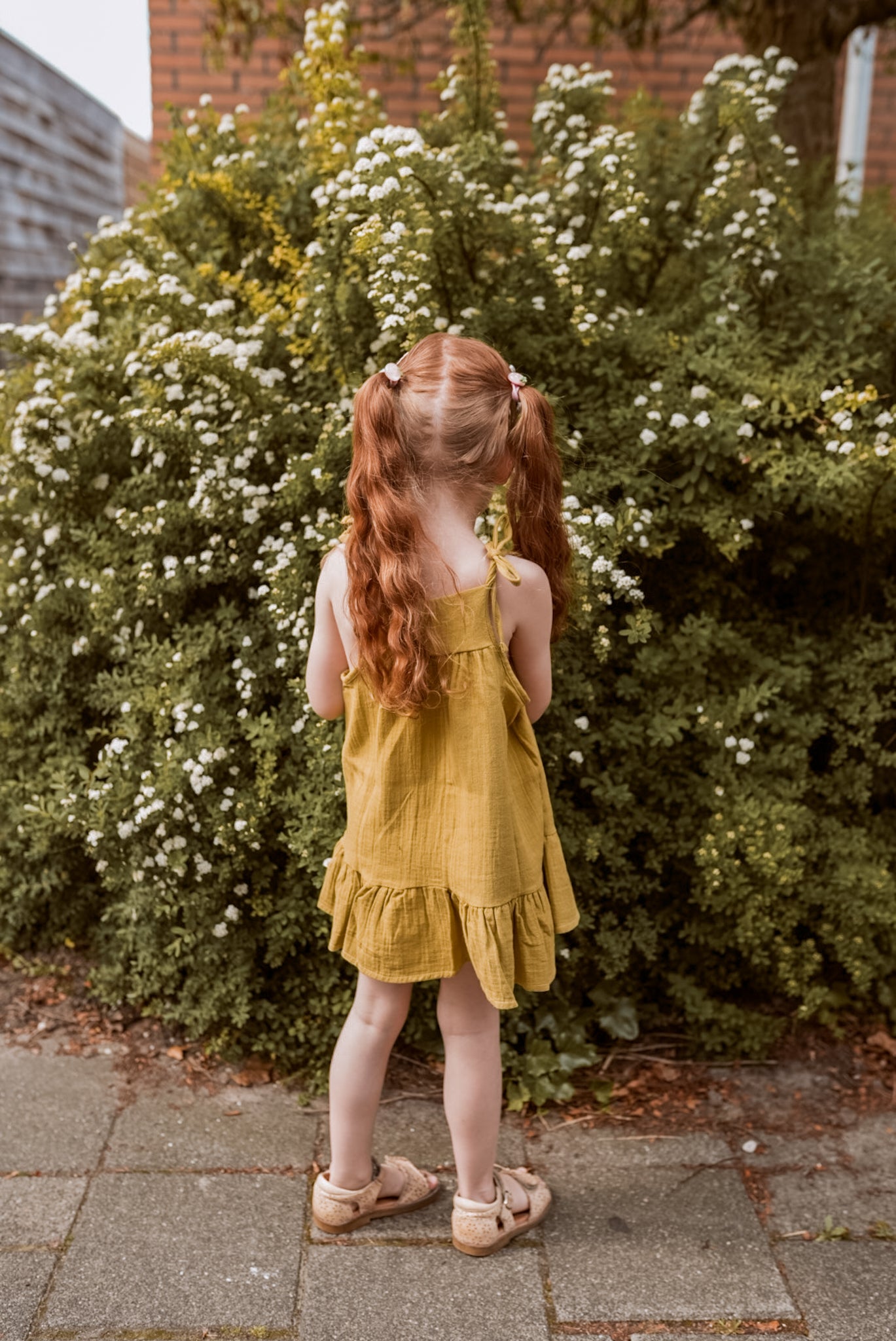 Muslin girls dress | Olive