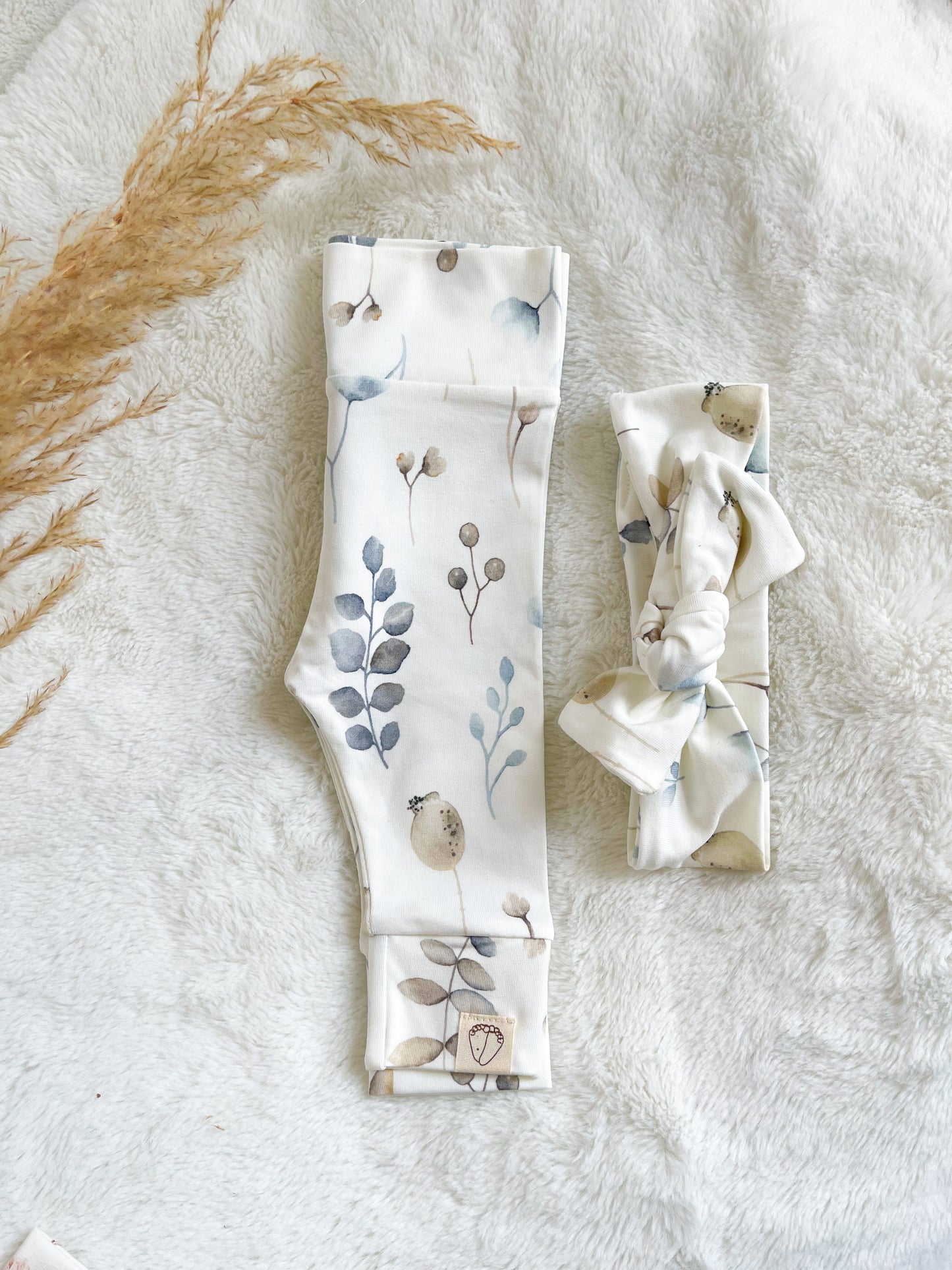 Baby Legging Blue Flowers + free Headband