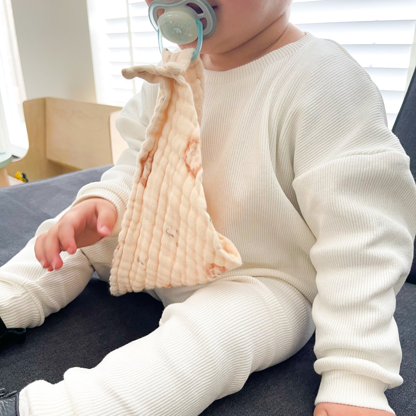 Ivory cotton ribbed set | Sweater with pants