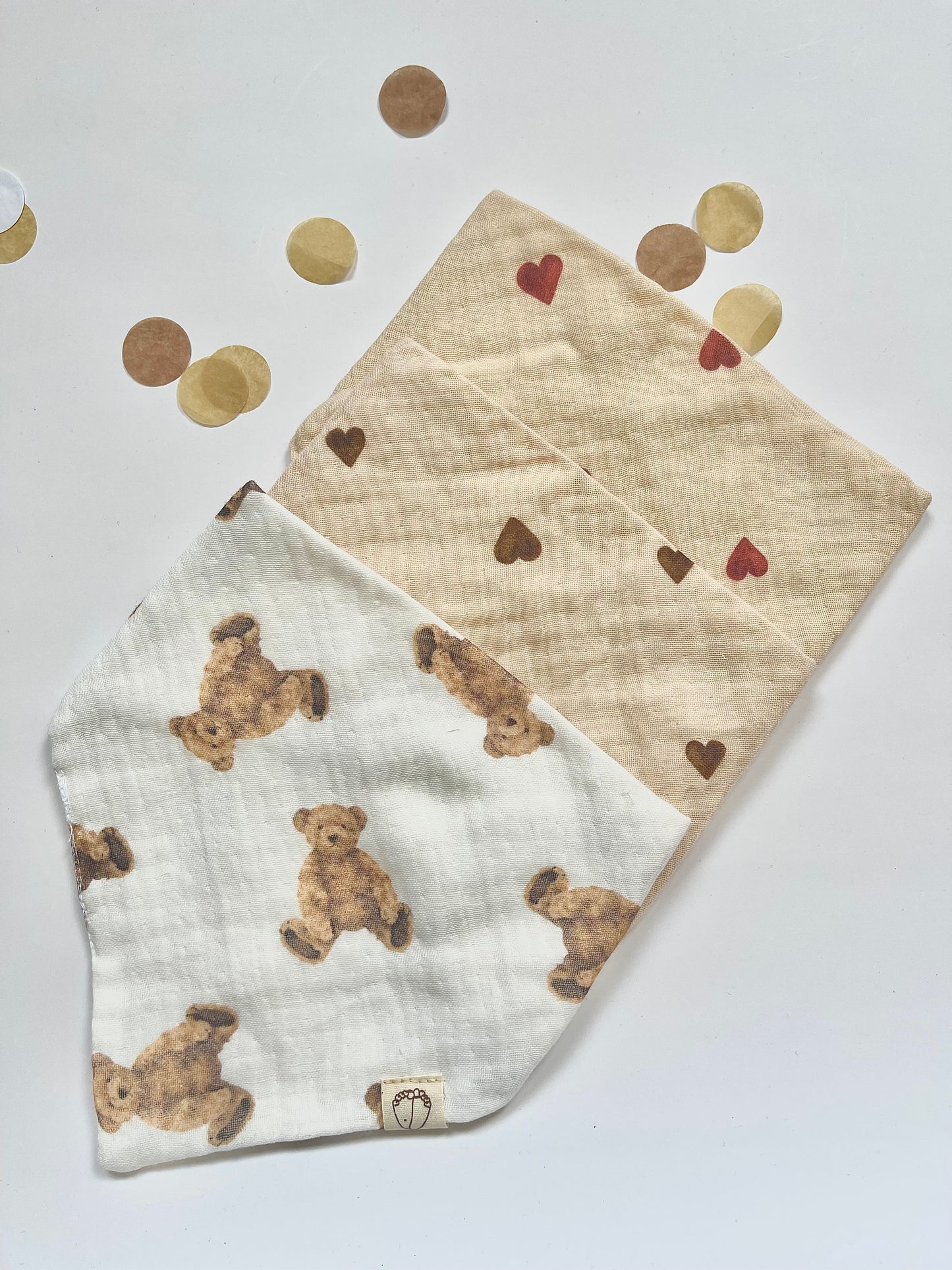 Mousseline slabbetje met teddybeer