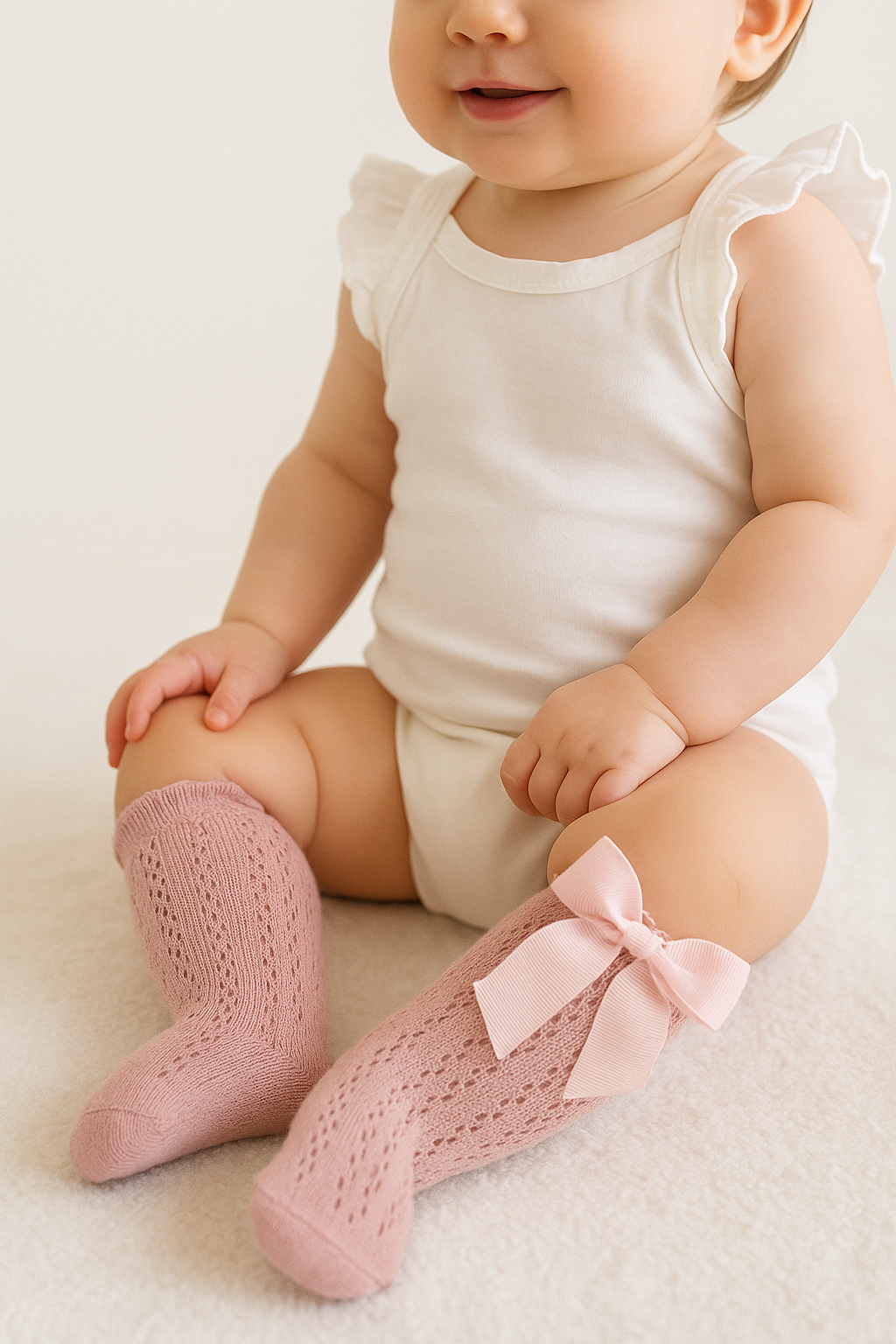 Baby meisjes mesh sokken met strik