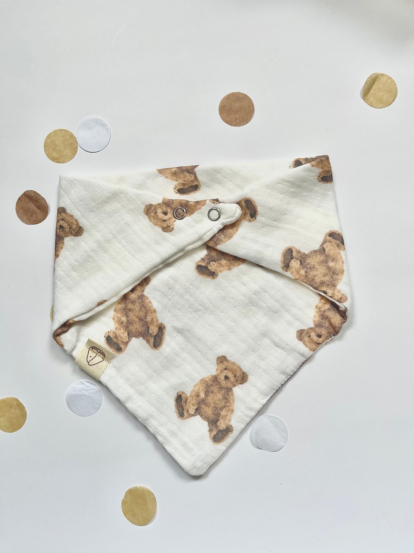 Mousseline slabbetje met teddybeer