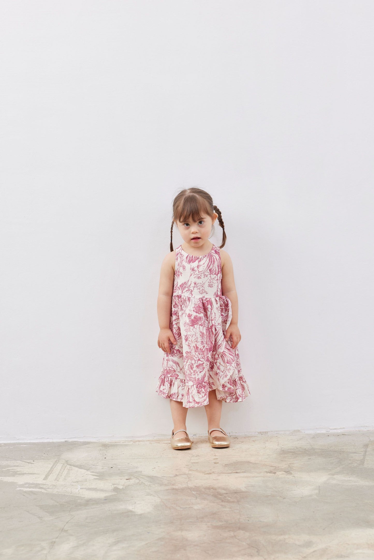 Girls Pink White Dress with Wrap Detail