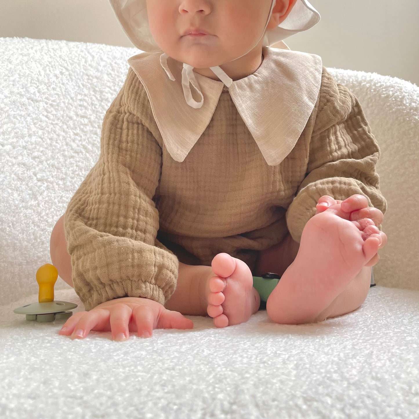 Lina mousseline romper with collar - Coffee