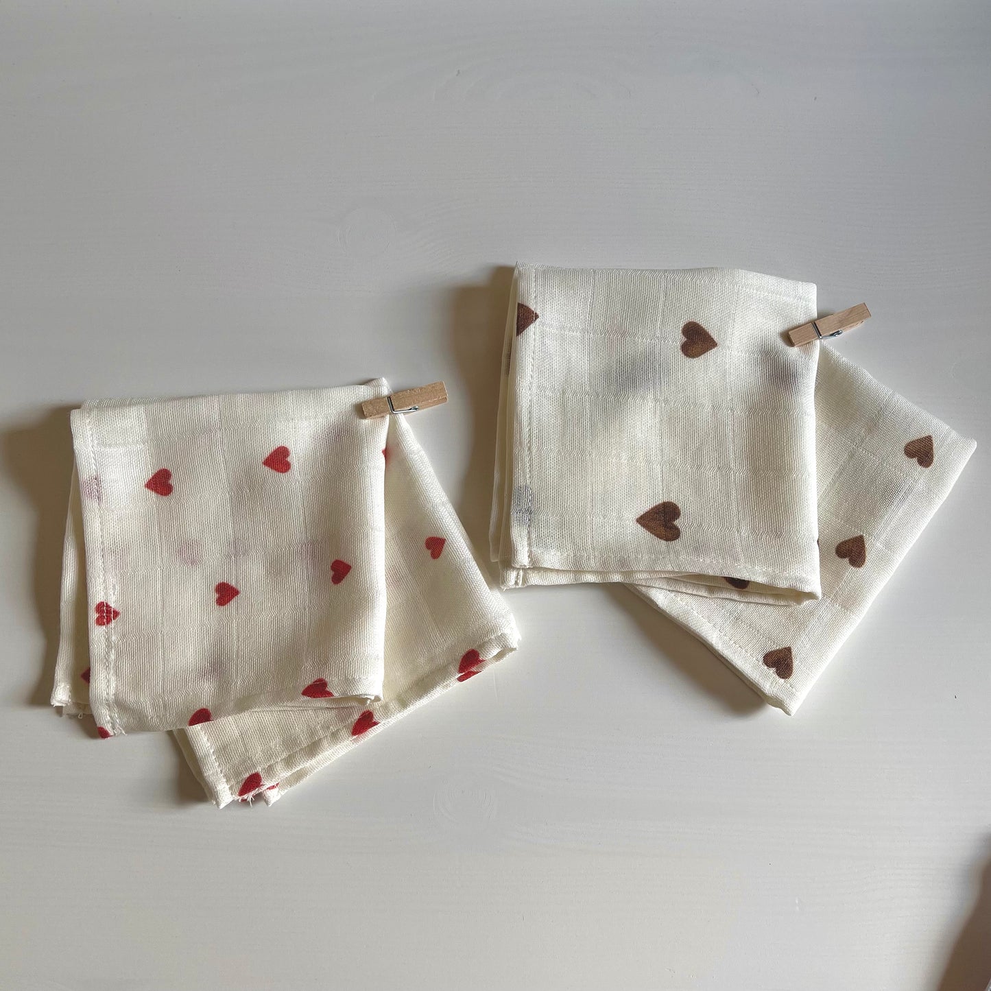 Hydrofiele monddoekjes Hartjes | 2 stuks | 27x27cm