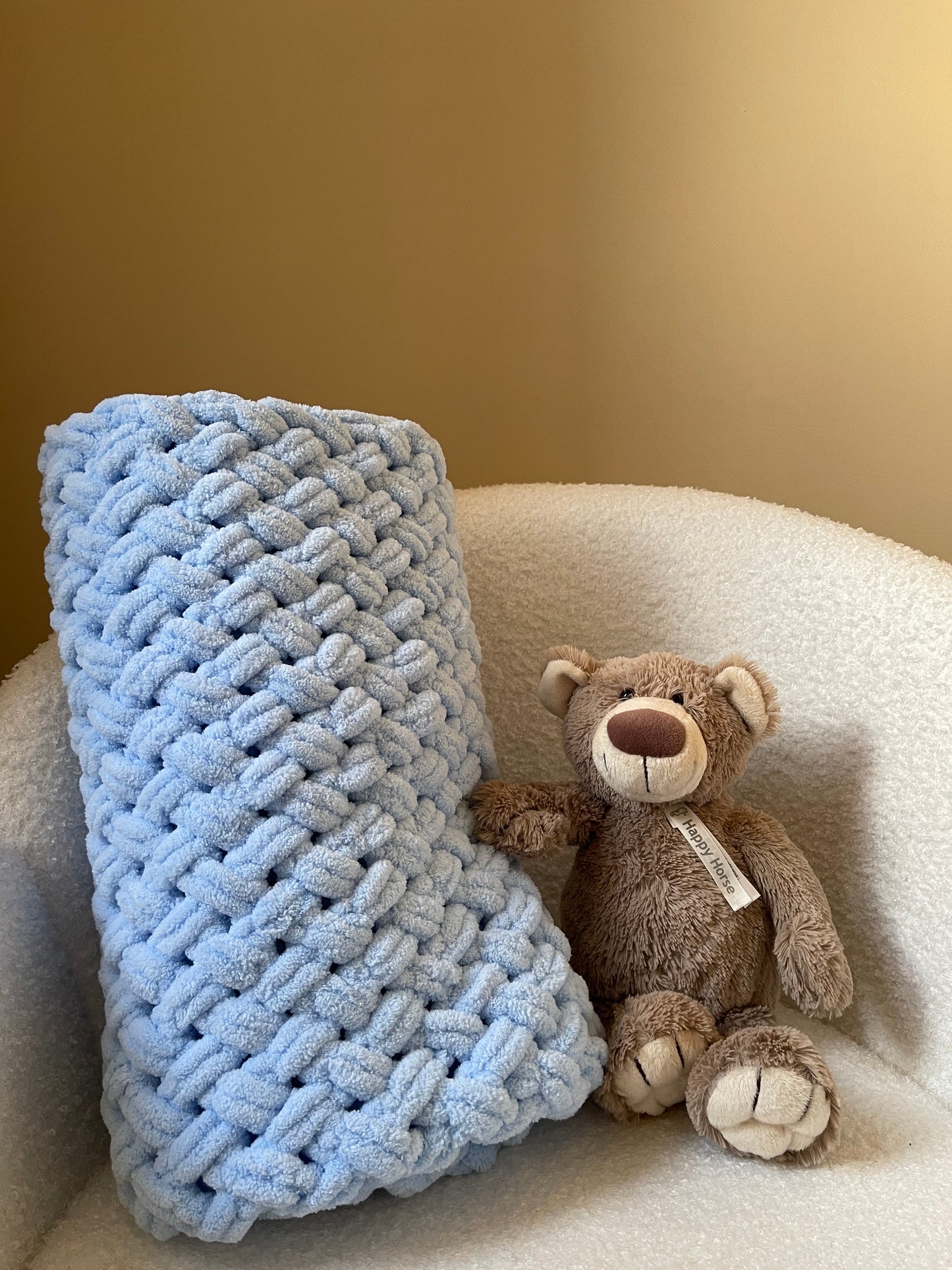 Handmade puffy baby blanket | Blue