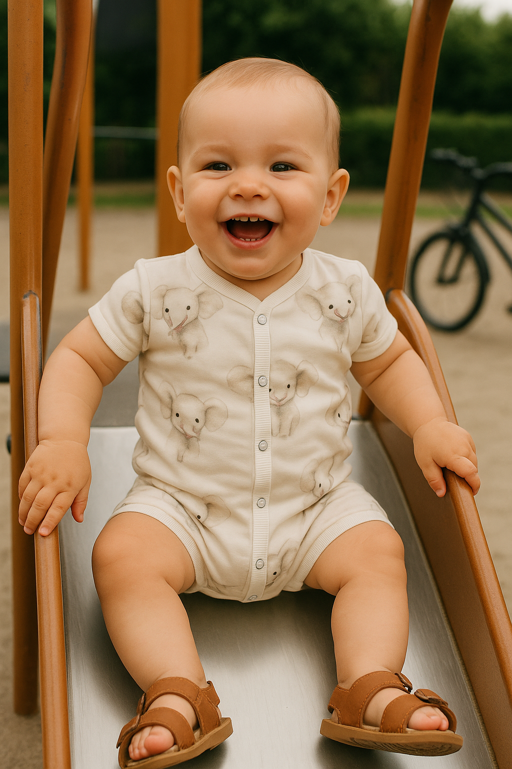 Baby korte mouw romper boxpakje met olifantjes