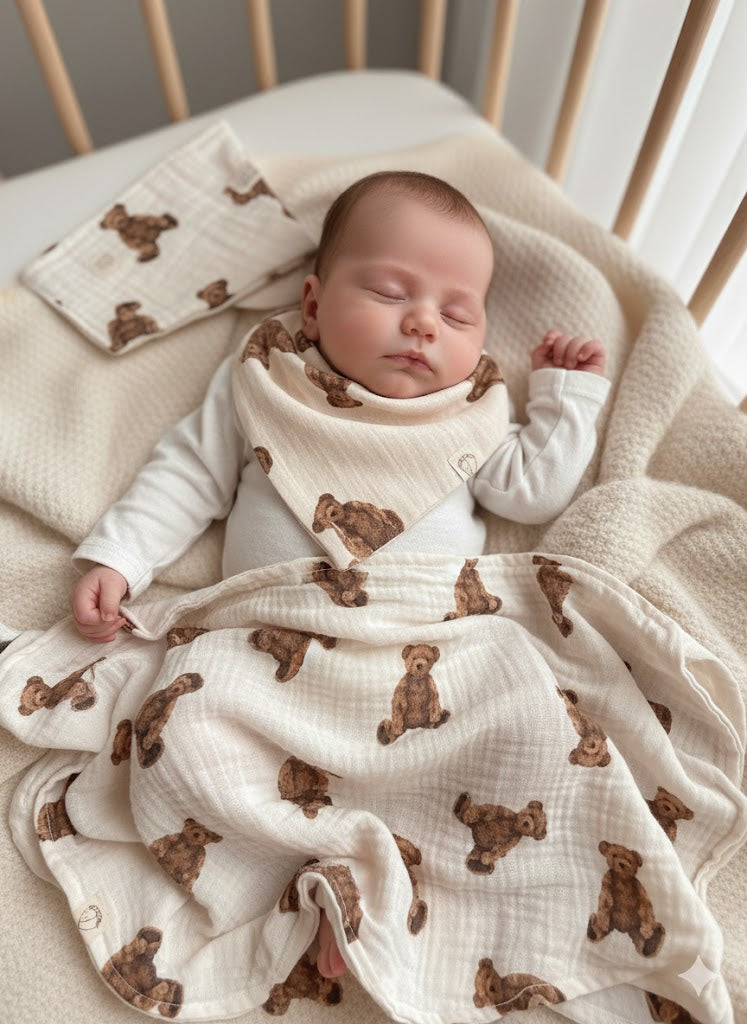 Hydrofiele doek Teddy bear | 100% Biologisch katoen | 100x100cm