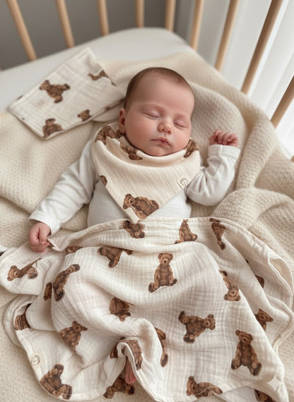 Hydrofiele doek Teddy bear | 100% Biologisch katoen | 100x100cm