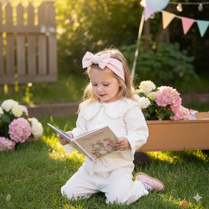 Meisjes - Crème tweedelige set van katoenen mousseline