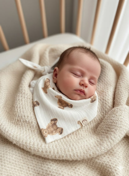 Mousseline slabbetje met teddybeer