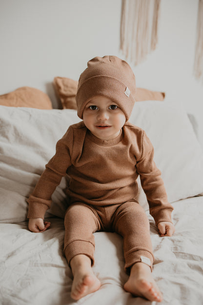 Mini comfy set with hat | Brown | 3 parts