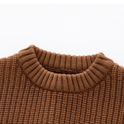Brown knitted baby sweater
