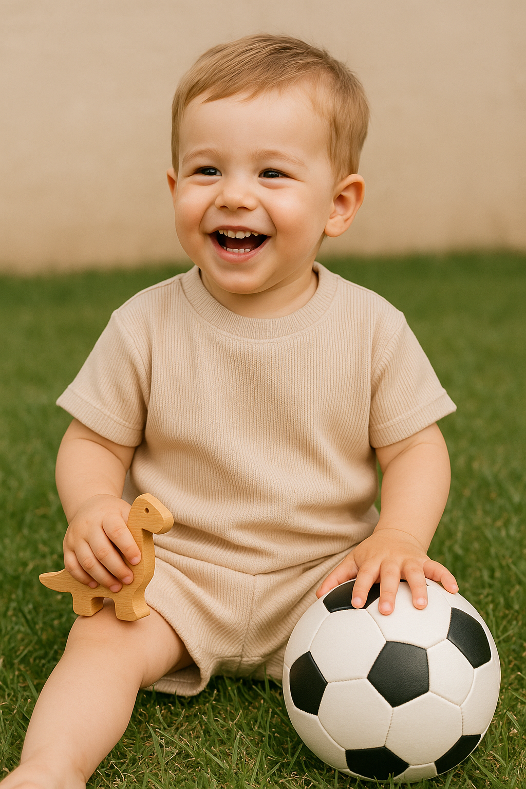 Zweiteiliges Baumwollset | T-Shirt und Shorts Ekru