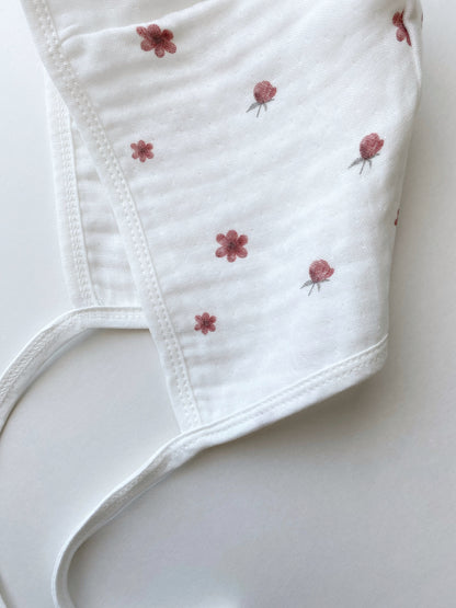 Red Flowers Bib &amp; Bonnet | Organic Muslin