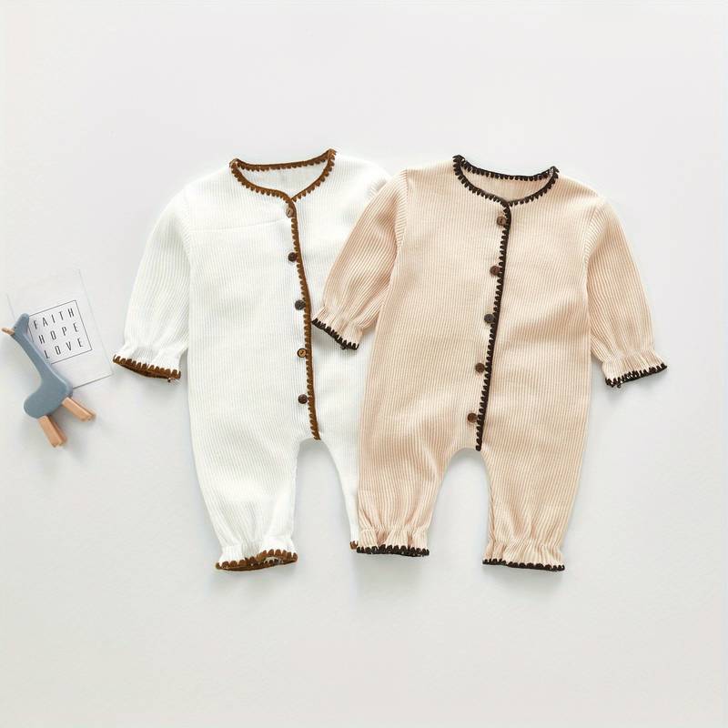 Baby cotton playsuit with stitching