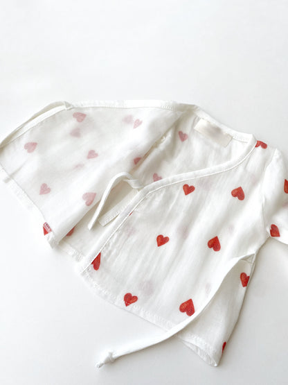 Rode hartjes | Organic Muslin Newborn set | 5-delig