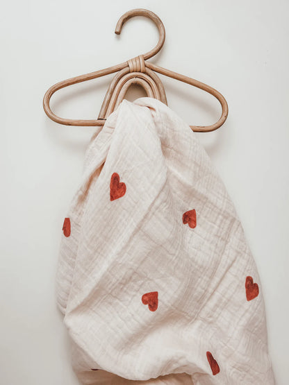 Hydrophilic cloth Red Hearts | 100% Organic cotton | 100x100cm