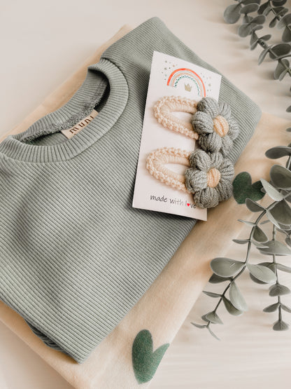 Mint cotton ribbed set | Sweater with pants