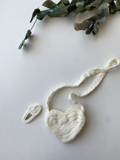 Handmade Heart bag and hair clip