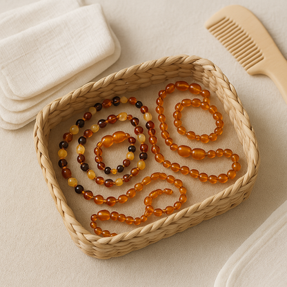 Barnsteen Baby Armband Enkelband – Cognac Kleur – Gecertificeerd & Natuurlijk