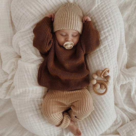 Brown knitted baby sweater