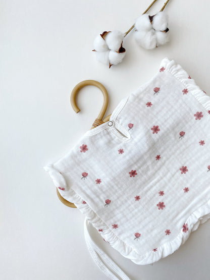 Red Flowers Bib &amp; Bonnet | Organic Muslin