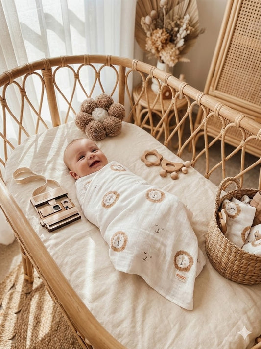 Hydrofiele doek Leeuw | 100% Biologisch katoen | 100x100cm