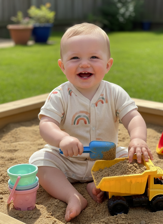 Boxpakje korte mouw met regenboogjes
