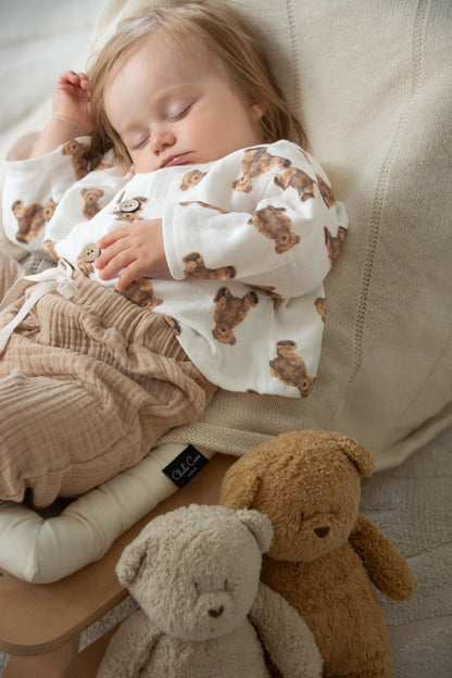 Jongens - Teddybeer tweedelige set van katoenen mousseline