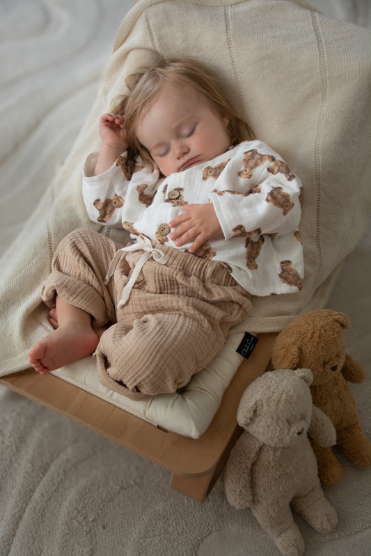 Jongens - Teddybeer tweedelige set van katoenen mousseline