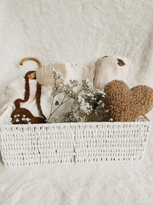 Baby Girl Gift Brown-Beige Hearts Set | 6-piece