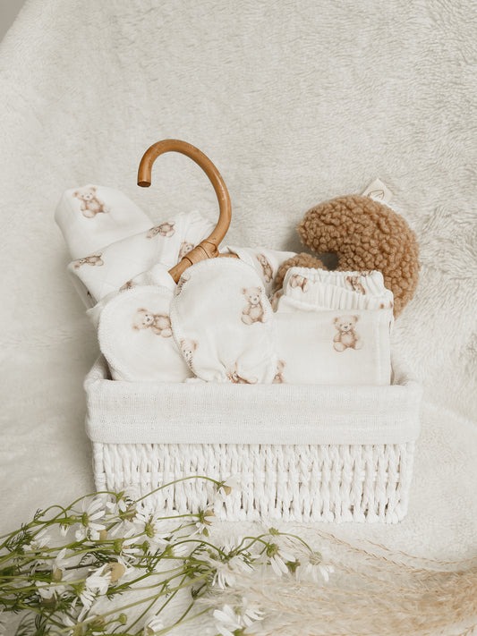 Teddy Bear Print Maternity Gift – Perfect for Newborns | 4-piece