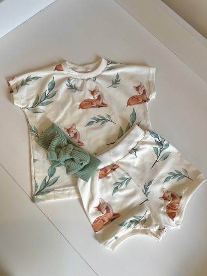 Zweiteiliges Baumwollset | T-Shirt und Shorts Bambi