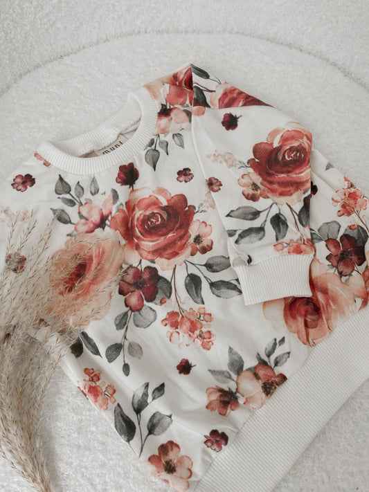 Cotton sweater with floral print